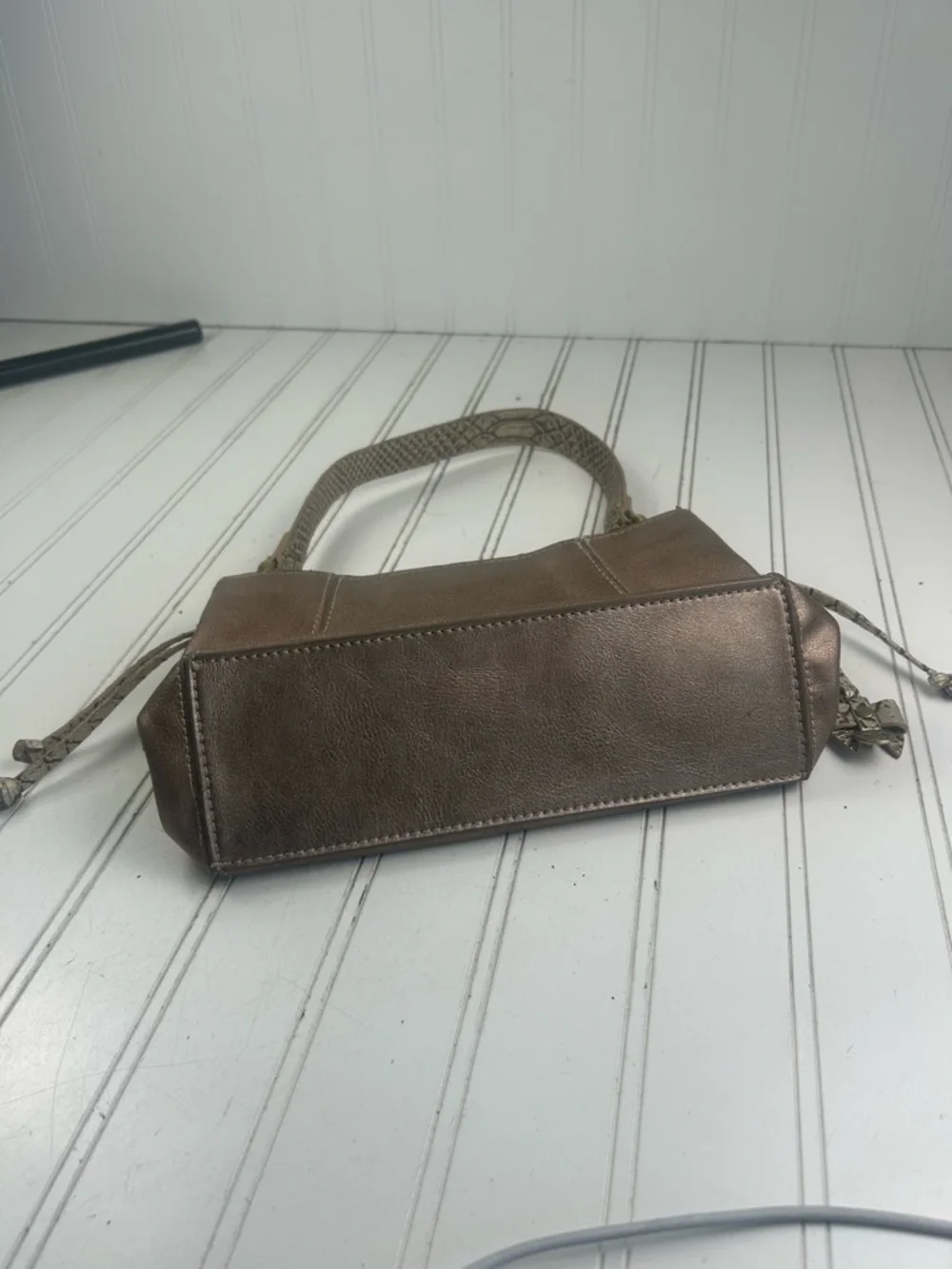 Liz Claiborne Vintage Beige Taupe Y2K Chic Snakeskin Small Shoulder Bag